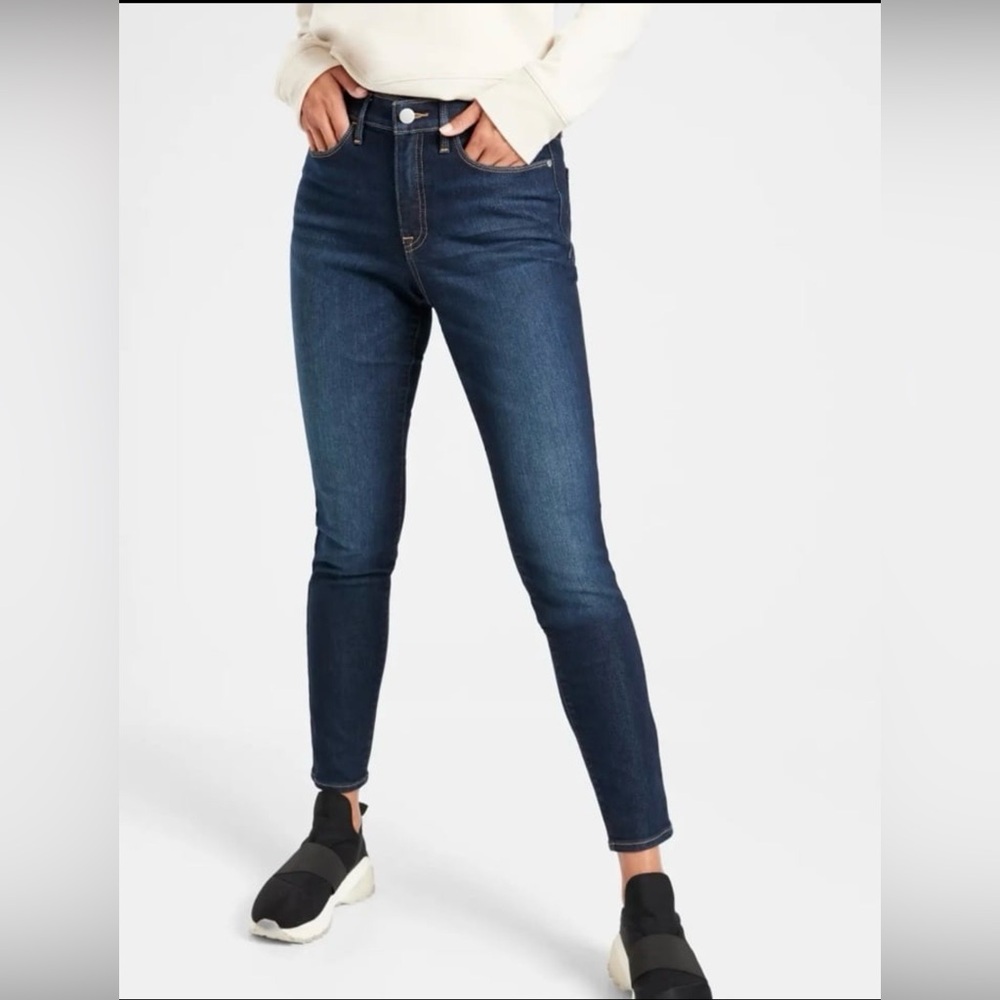 Athleta High-Rise Dark Blue Skinny Jeans Size 0T Tall NWT